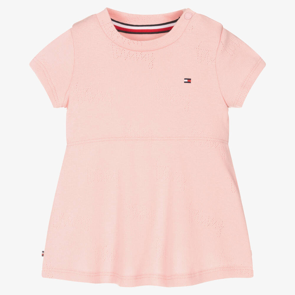 Tommy Hilfiger - Rosa Baby-Baumwollkleid für Mädchen | Childrensalon