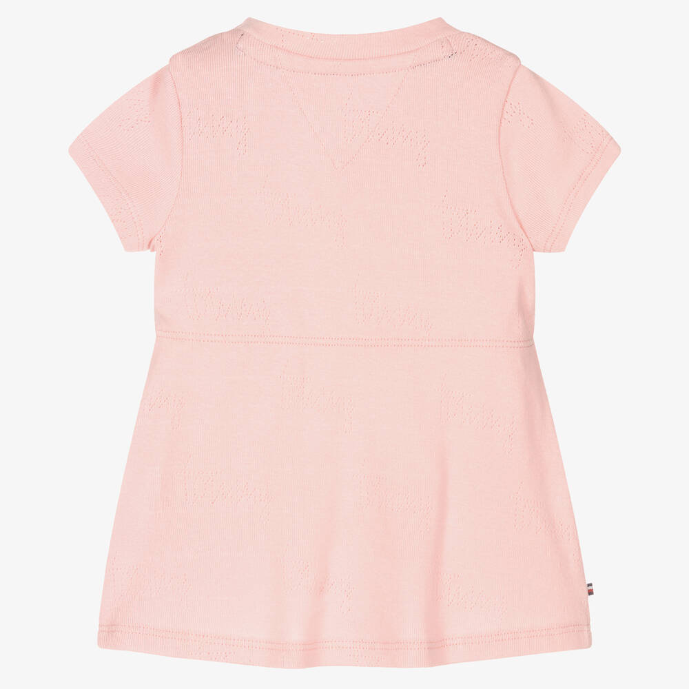 Tommy Hilfiger Robe rose en coton bebe fille