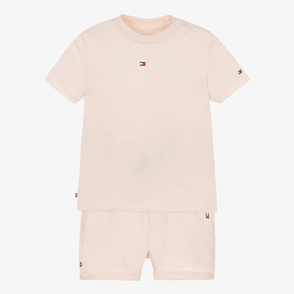 Tommy Hilfiger - Ensemble short rose en coton bébé | Childrensalon