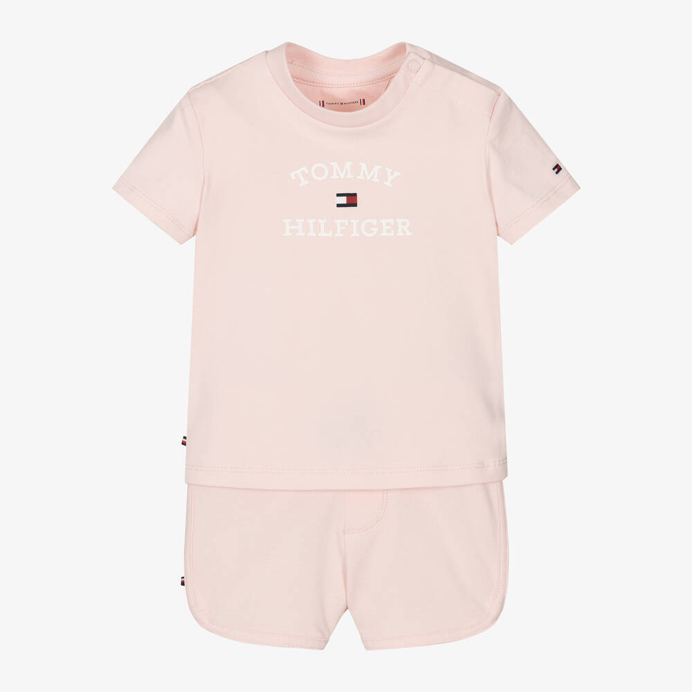 Baby Girls Pink Cotton Shorts Set