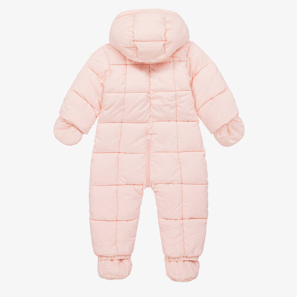 Tommy Hilfiger-Baby Girls Pink Hooded Snowsuit | Childrensalon Outlet