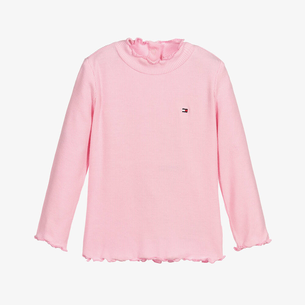 Tommy Hilfiger-Baby Girls Pink Ribbed Top | Childrensalon Outlet