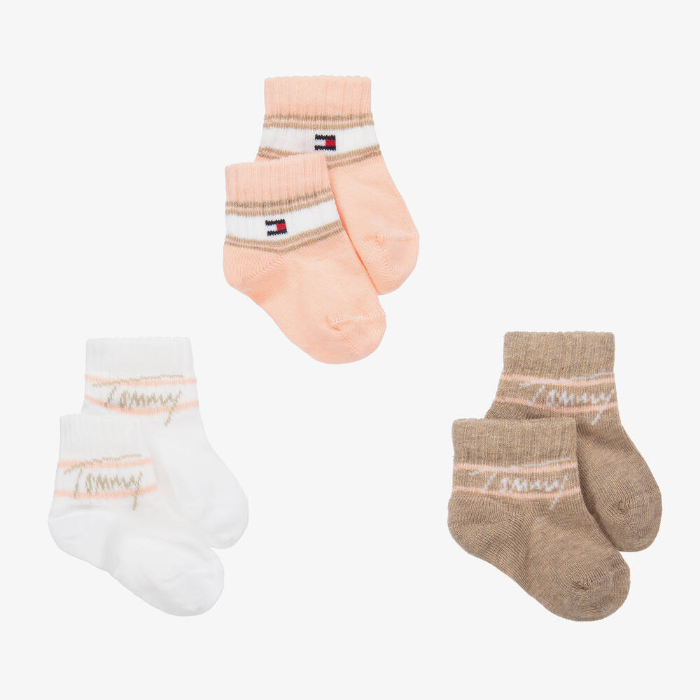 Tommy Hilfiger - Baby Girls Pink Socks (3 Pack) | Childrensalon