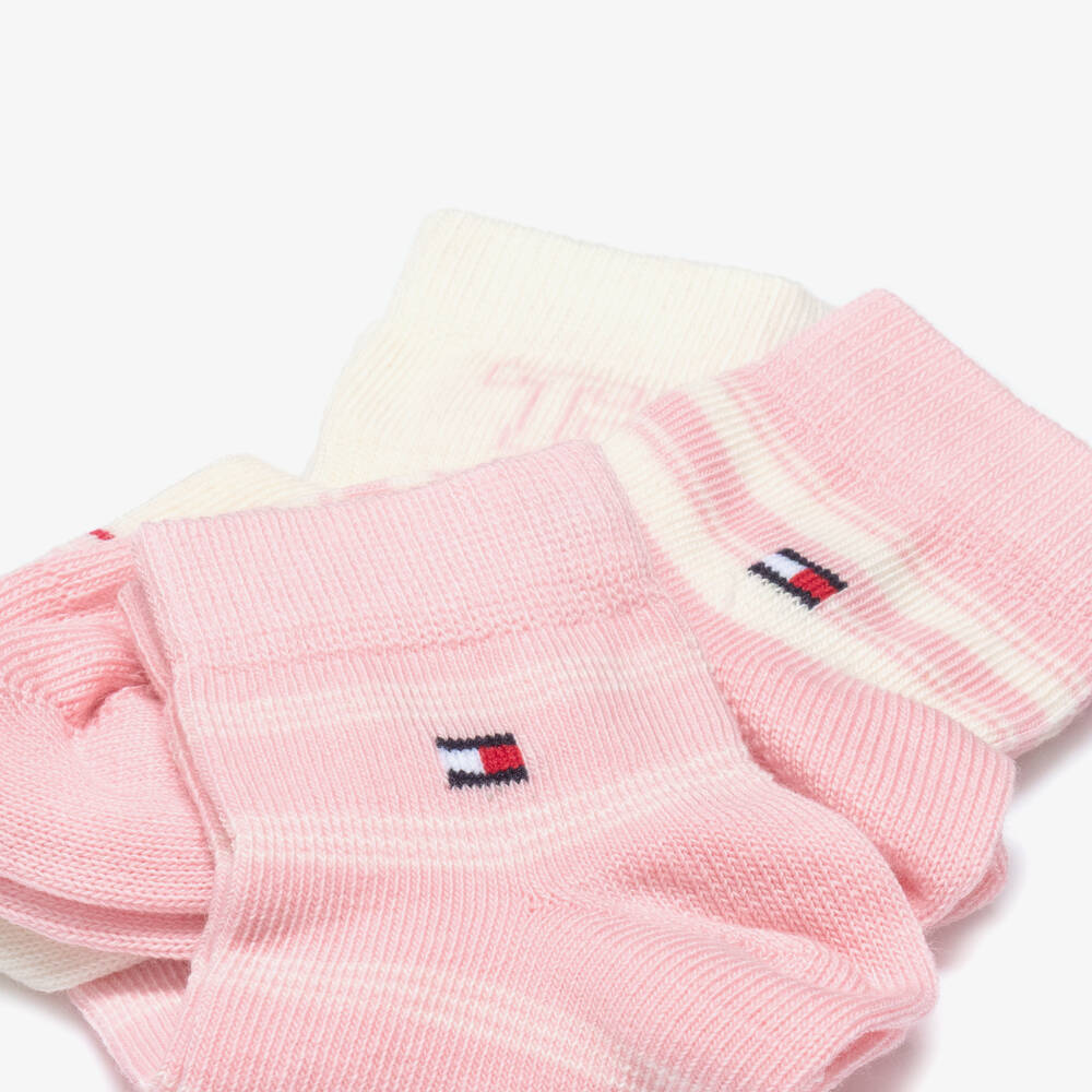Tommy Hilfiger-Baby Girls Pink Striped Cotton Socks (3 Pack) | Childrensalon Outlet