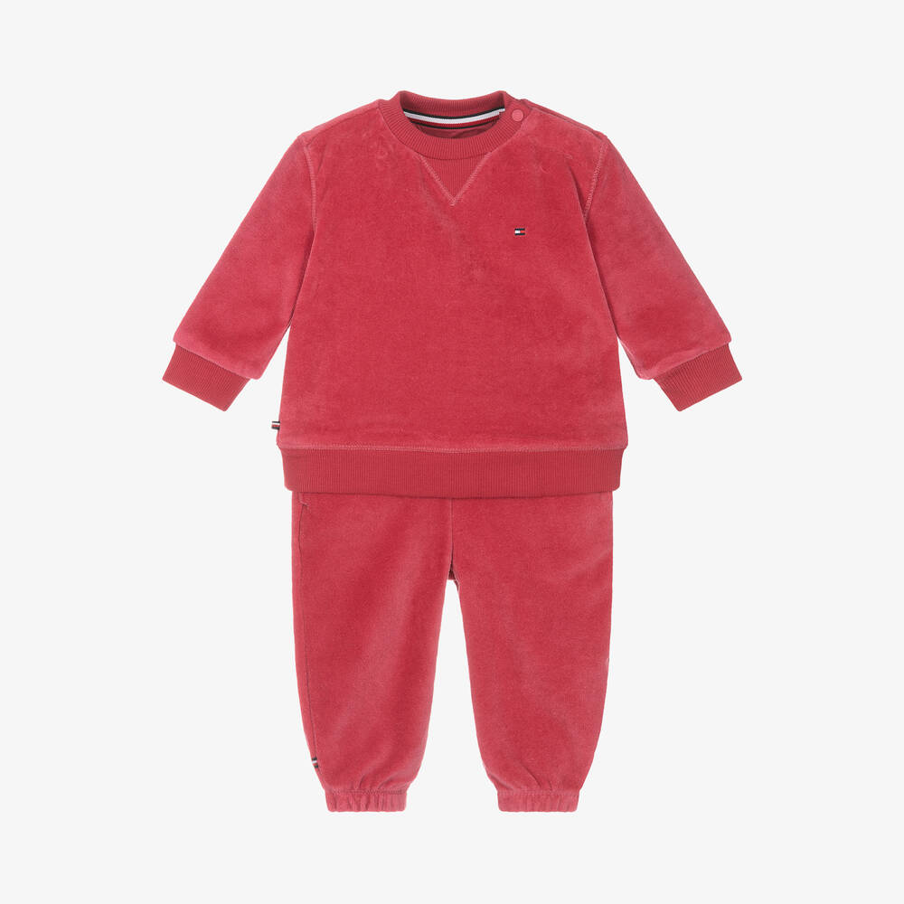 Tommy Hilfiger-Baby Girls Pink Velour Tracksuit | Childrensalon Outlet