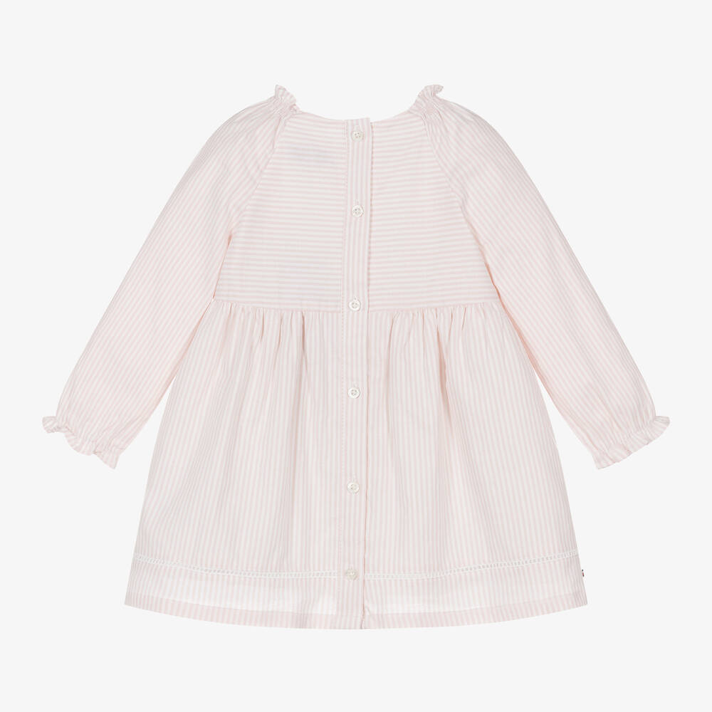 Tommy Hilfiger-Белое хлопковое платье в розовую полоску для малышек | Childrensalon Outlet