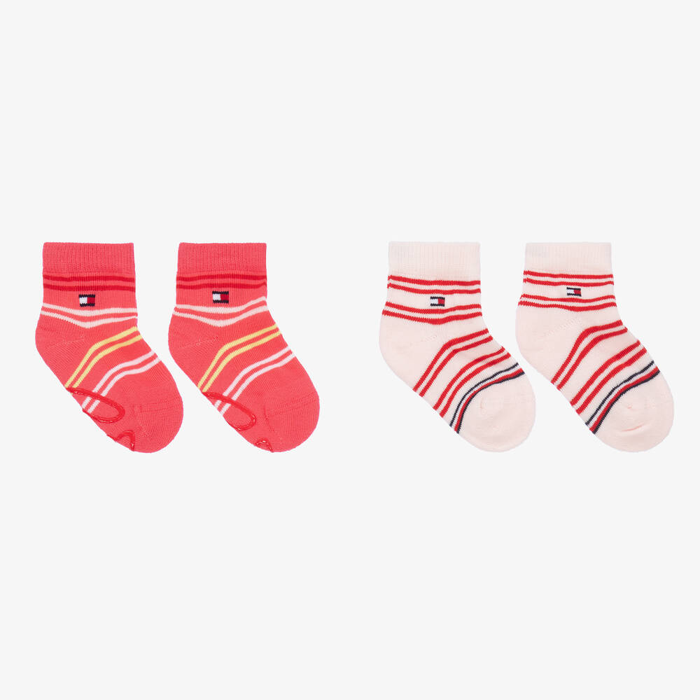 Tommy Hilfiger Baby Girls Striped Cotton Socks 2 Pack