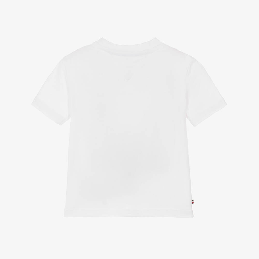 Tommy Hilfiger-Baby Girls White Cotton T-Shirt with Leopard Logo Print | Childrensalon Outlet