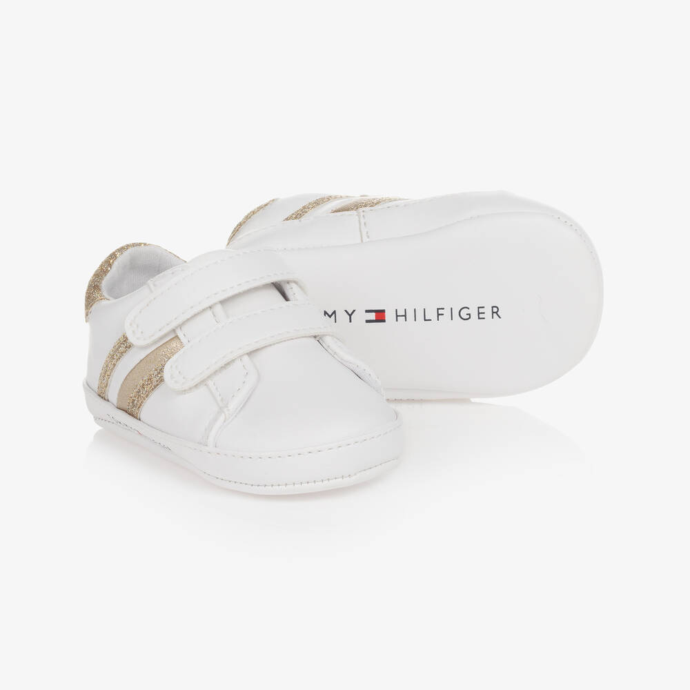 Tommy Hilfiger - Baskets blanches et dorées bébé | Childrensalon