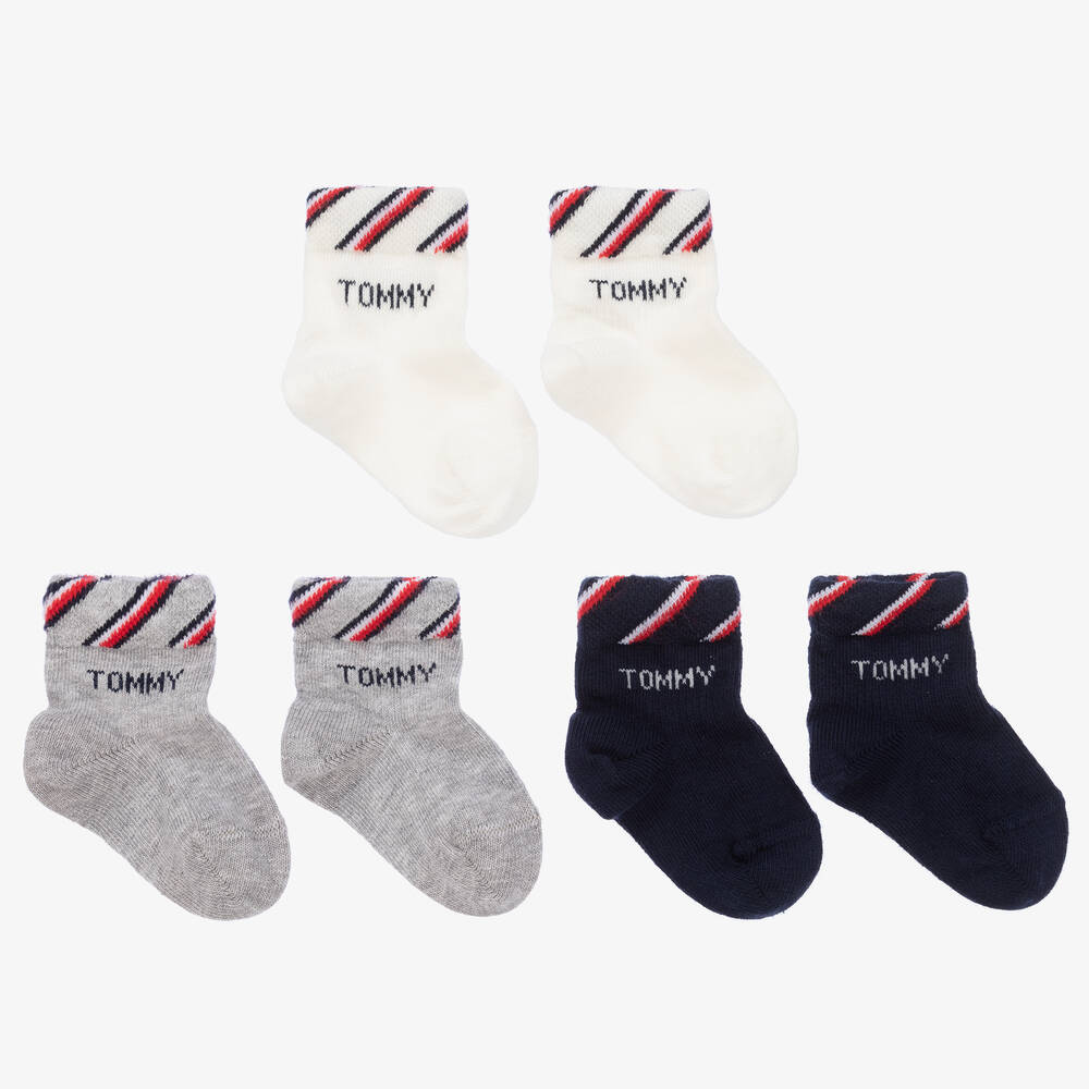 Tommy Hilfiger - Baby Logo Cotton Socks(3 Pack) | Childrensalon