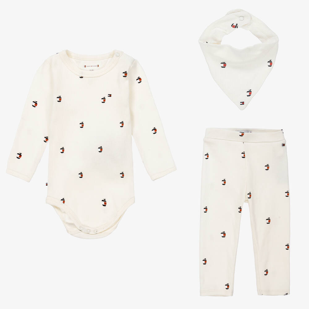 Tommy Hilfiger - Baby White Apple 3 Piece Trouser Set | Childrensalon