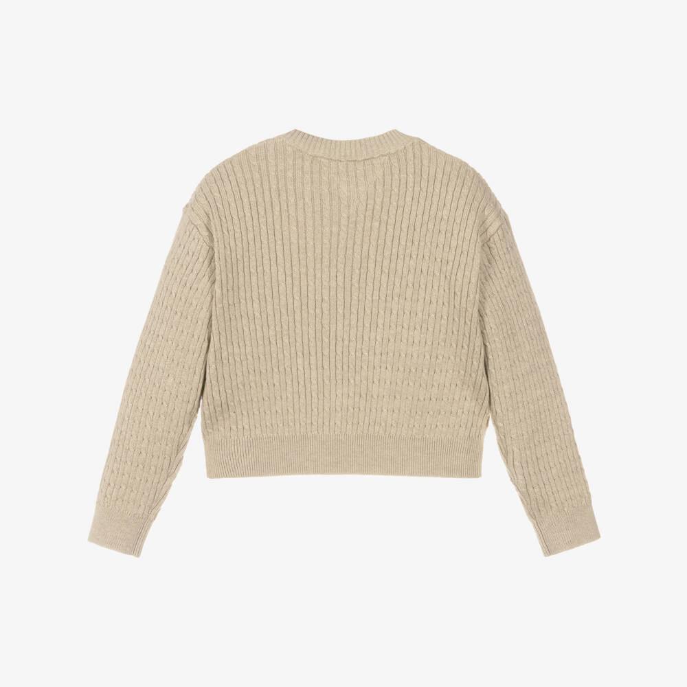 Tommy Hilfiger-Beige Cable Knit Cardigan | Childrensalon Outlet