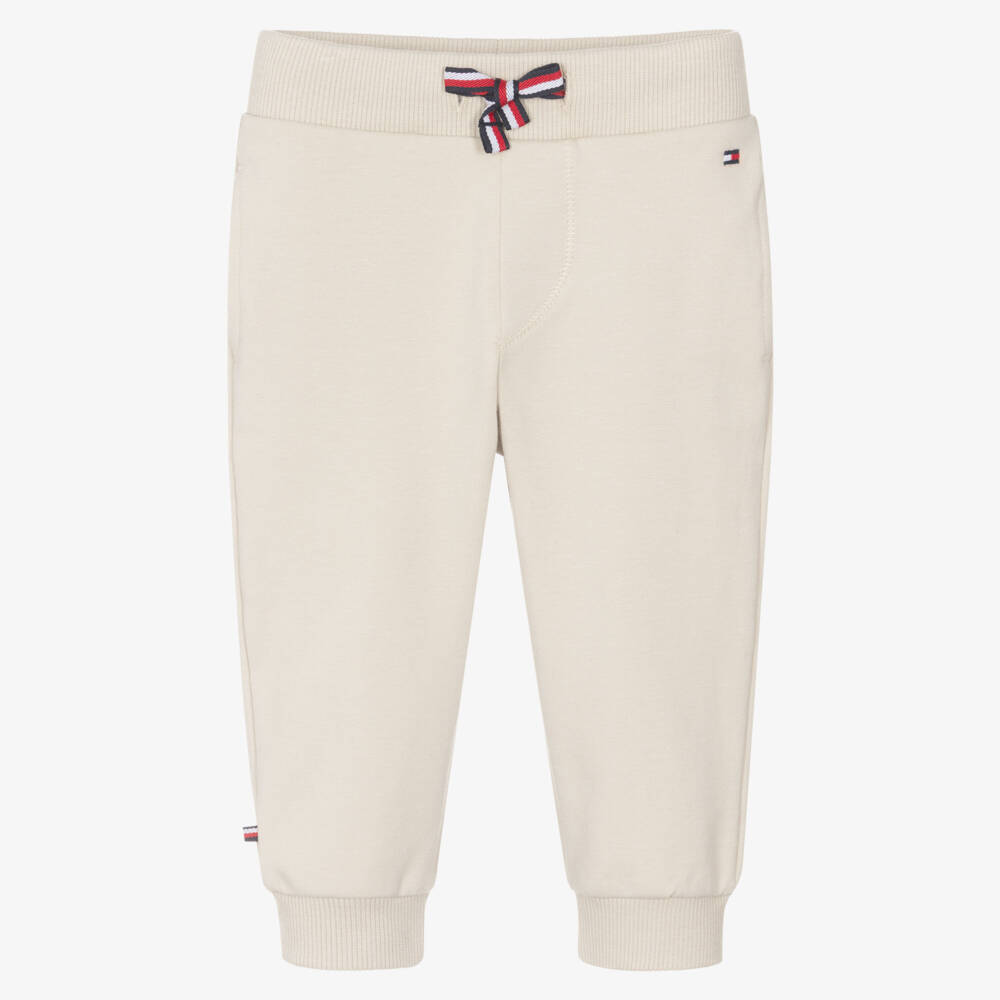 Tommy Hilfiger-Beige Cotton Baby Drawstring Joggers | Childrensalon Outlet