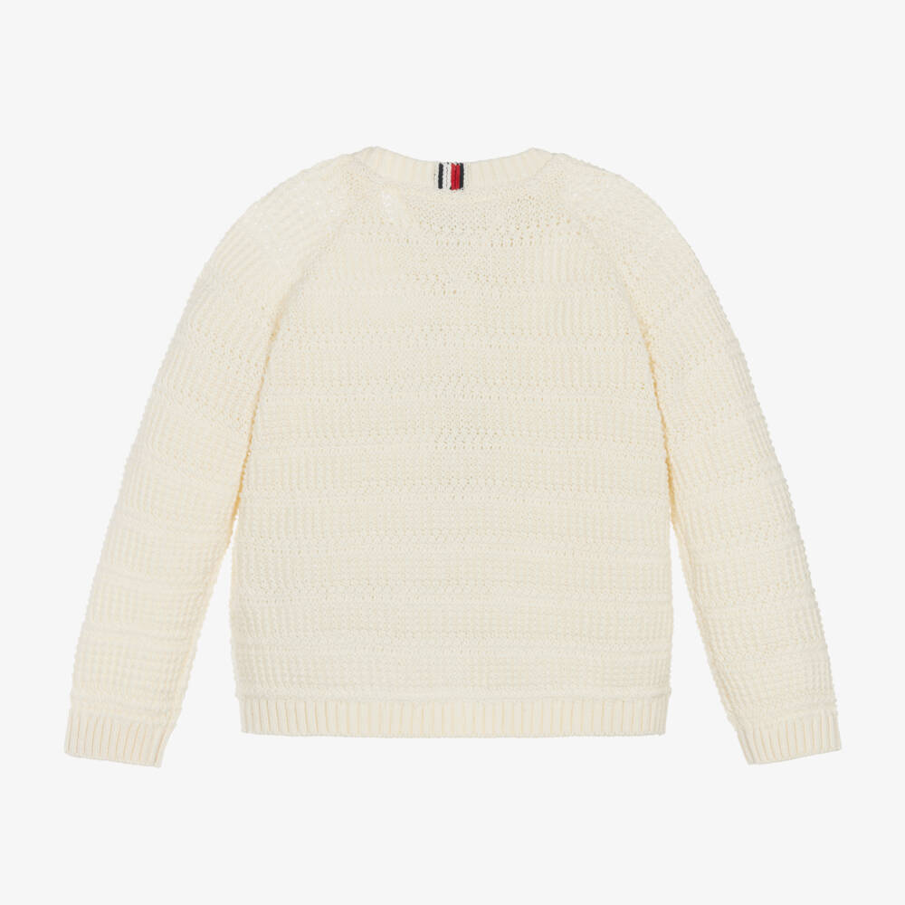 Tommy Hilfiger-Beige Cotton Knit Baby Cardigan | Childrensalon Outlet
