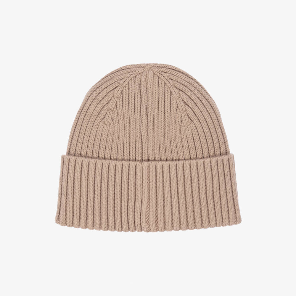Tommy Hilfiger-Beige Knitted Organic Cotton Flag Logo Beanie | Childrensalon Outlet
