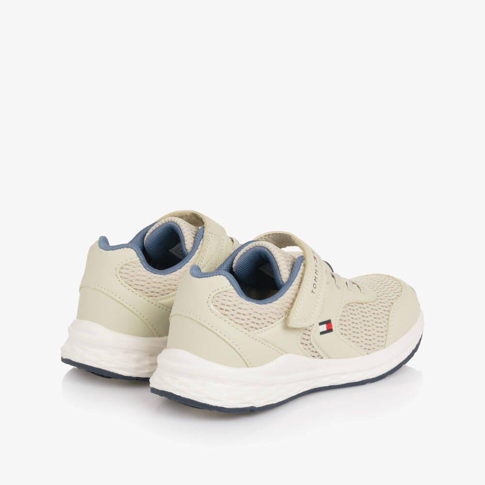 Tommy Hilfiger-Beige Mesh & Faux Leather Velcro Trainers | Childrensalon Outlet