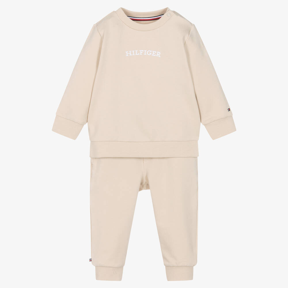 Tommy Hilfiger - Survêtement beige en coton bio | Childrensalon