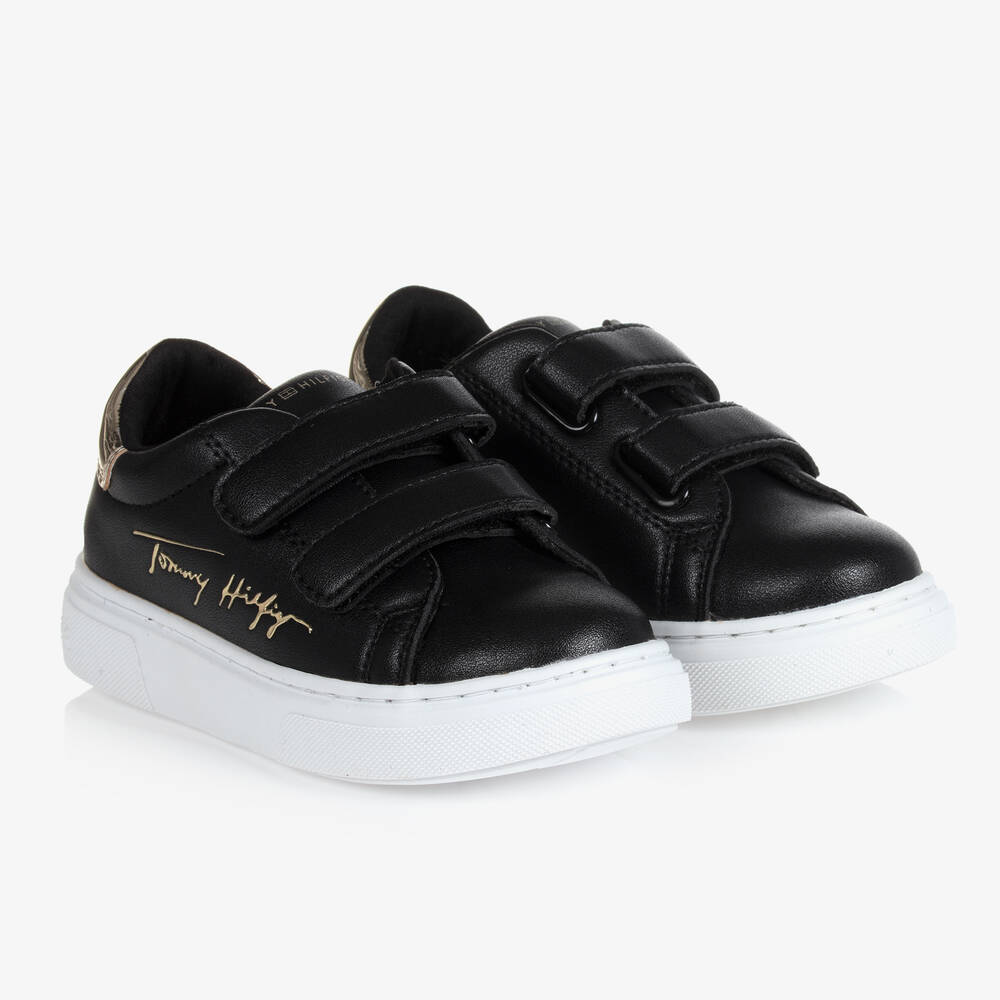 Girls black discount velcro trainers