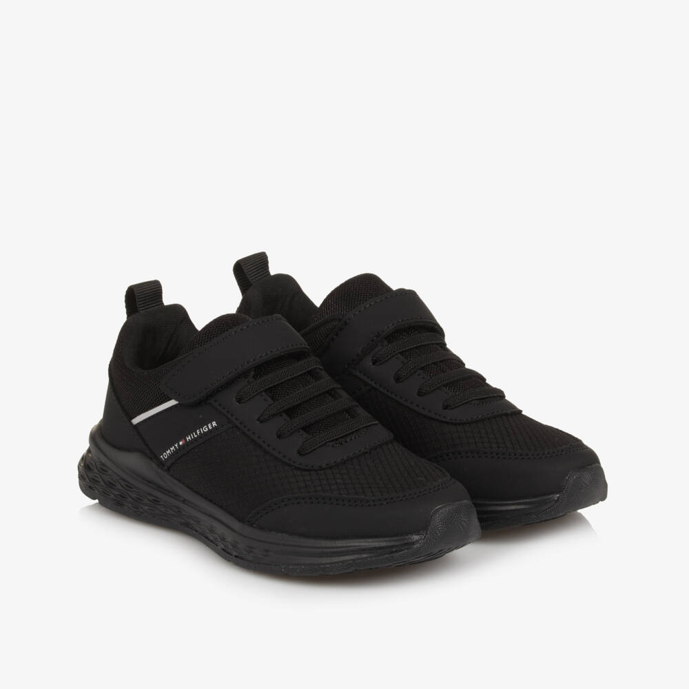 Tommy Hilfiger-Black Lace-up Logo Detail Trainers | Childrensalon Outlet