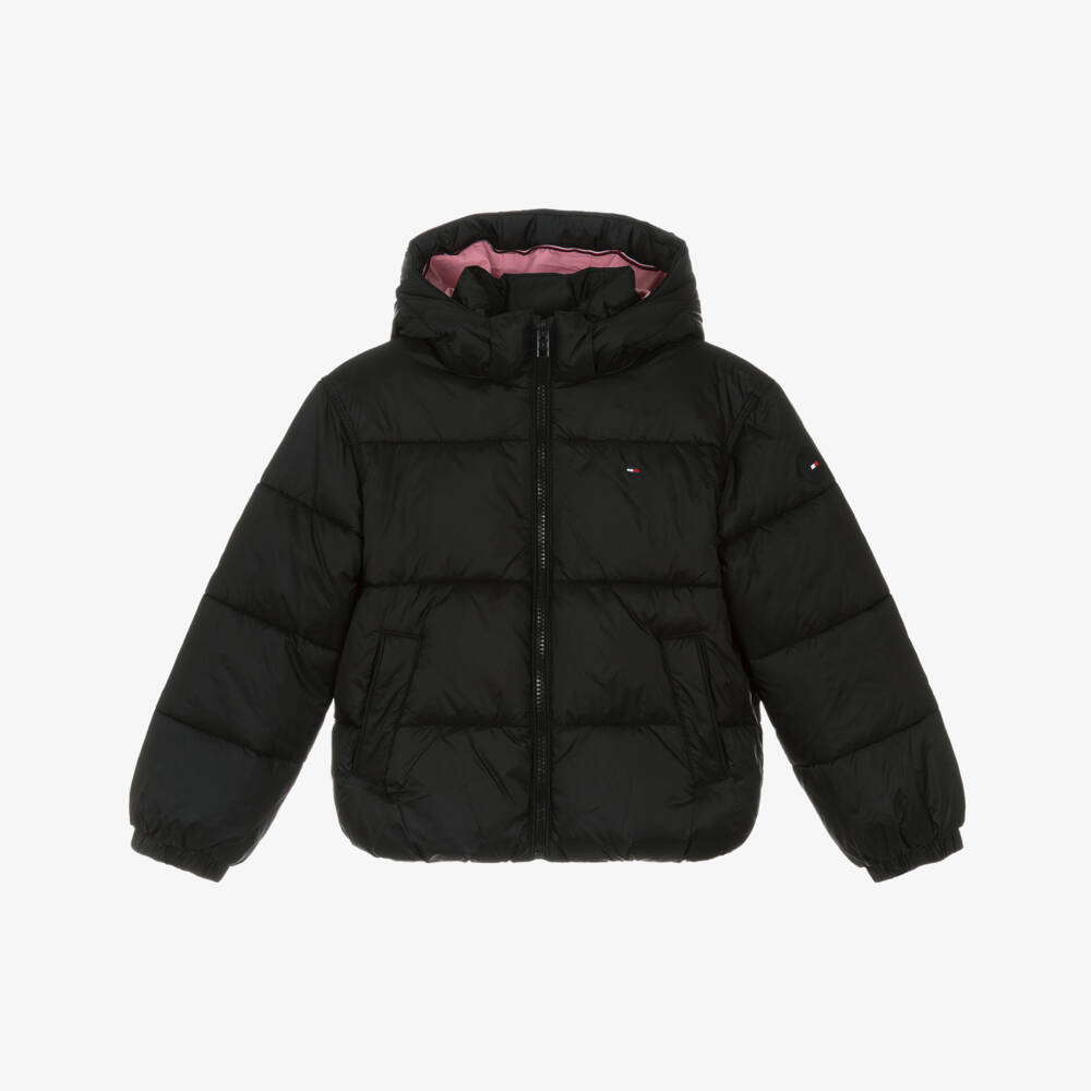 Tommy Hilfiger-Black Shiny Puffer Jacket | Childrensalon Outlet