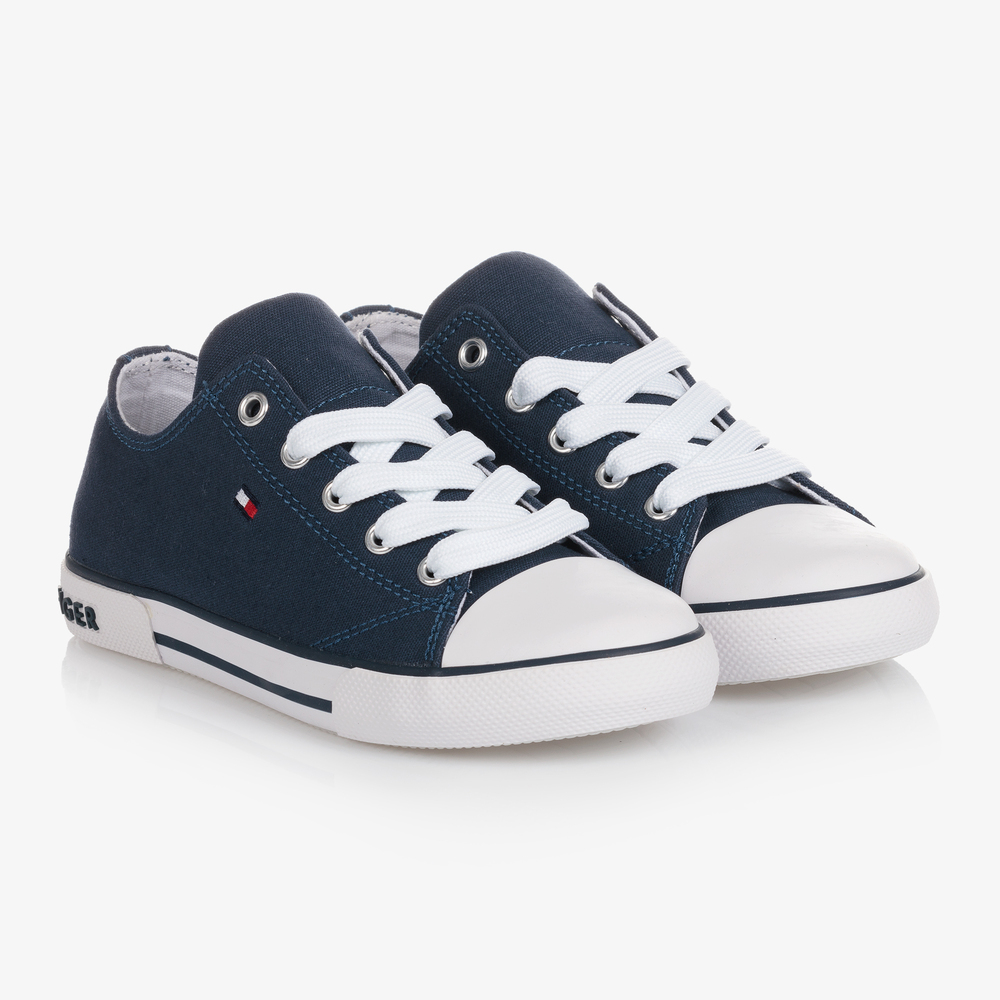 Tommy Hilfiger - Baskets bleues en toile à lacets | Childrensalon