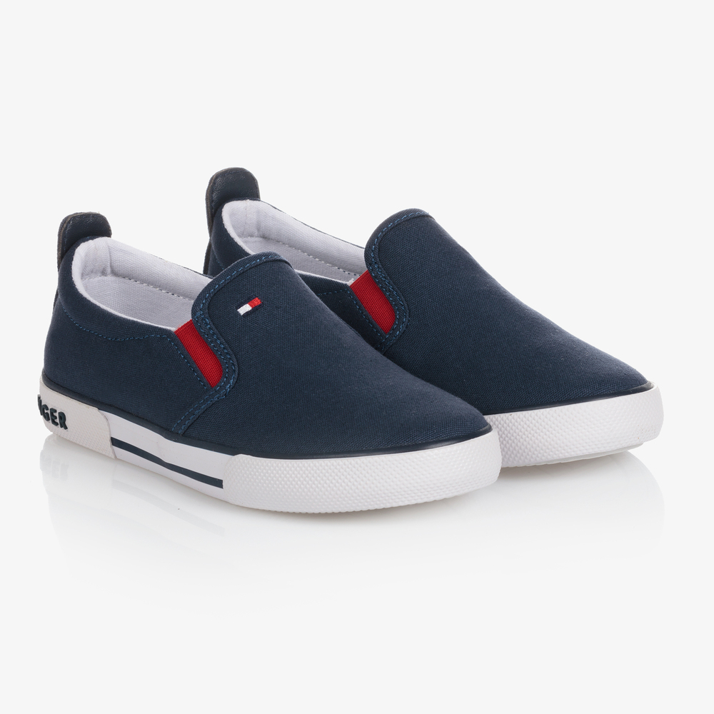 Tommy Hilfiger - Blaue Schlupfschuhe aus Canvas | Childrensalon