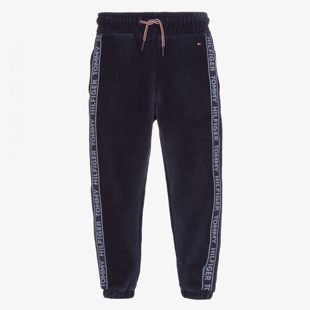 Tommy Hilfiger - Blaue Jogginghose aus Cord-Velours | Childrensalon