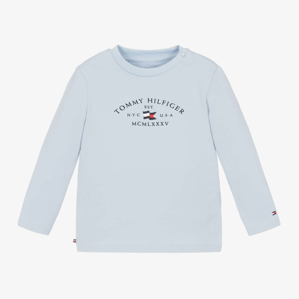 Tommy Hilfiger-Blue Cotton Baby Top | Childrensalon Outlet