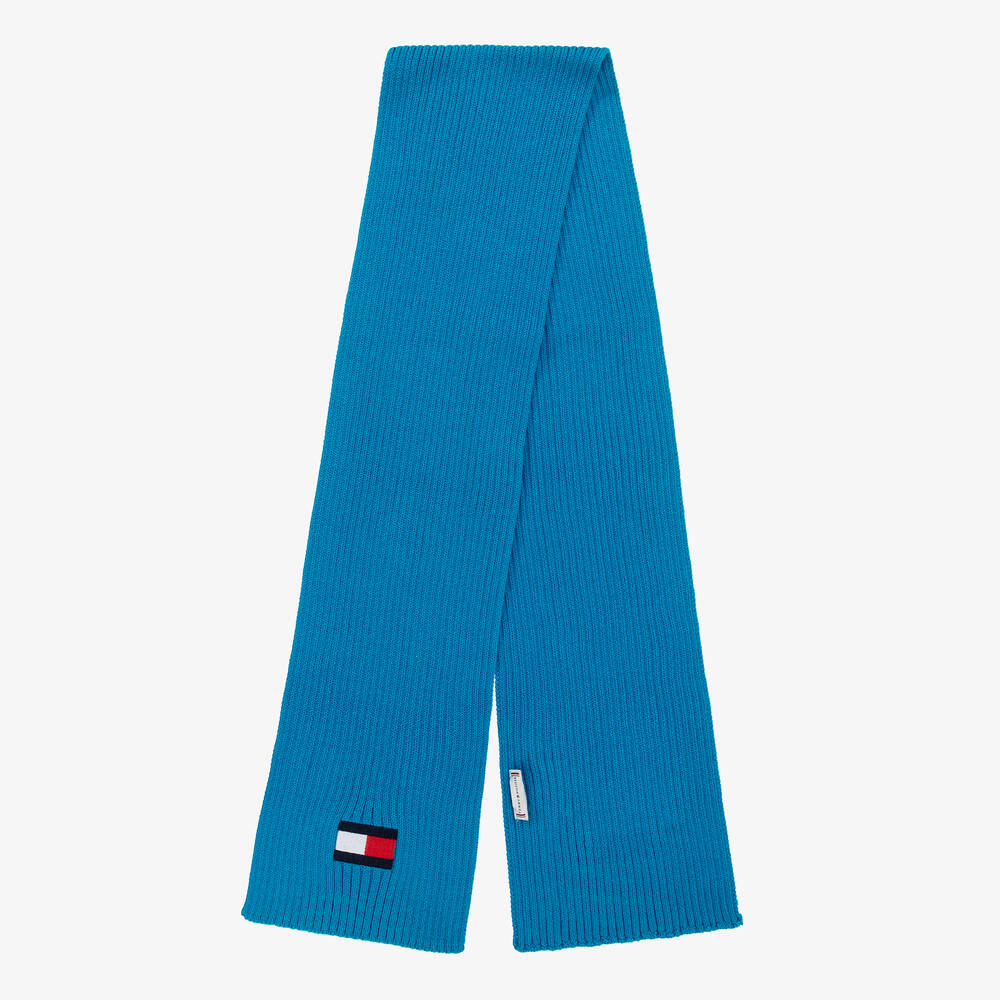 Tommy Hilfiger-Blue Cotton Knit Flag Scarf | Childrensalon Outlet