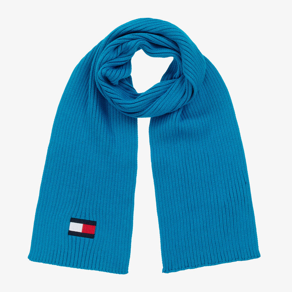 Tommy Hilfiger-Blue Cotton Knit Flag Scarf | Childrensalon Outlet