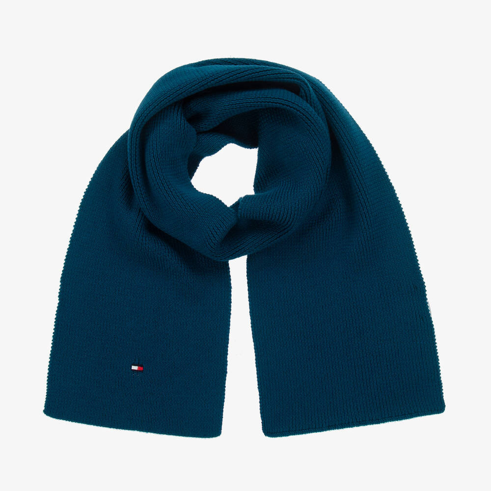 Tommy Hilfiger - Blauer Flaggen-Baumwoll-Strickschal | Childrensalon