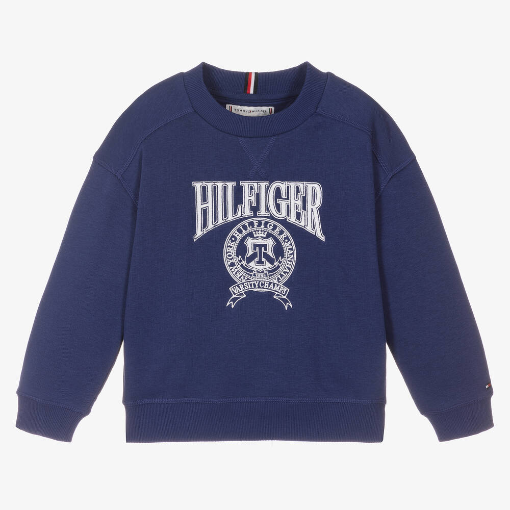 Tommy Hilfiger - Blue Cotton Logo Sweatshirt | Childrensalon