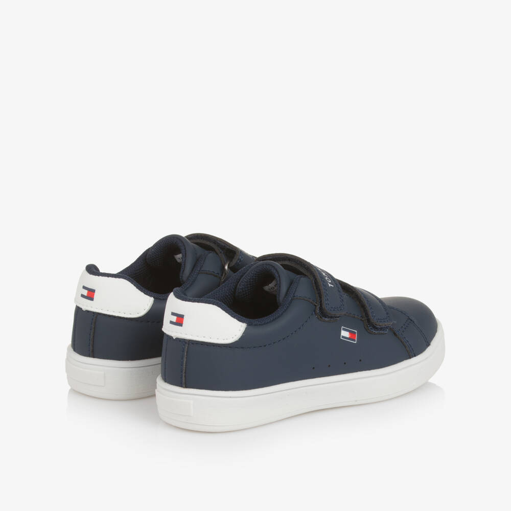 Tommy Hilfiger-Blue Faux Leather Velcro Trainers | Childrensalon Outlet