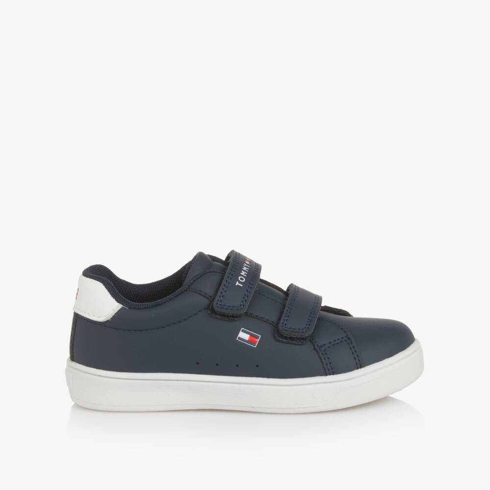 Tommy Hilfiger-Blue Faux Leather Velcro Trainers | Childrensalon Outlet