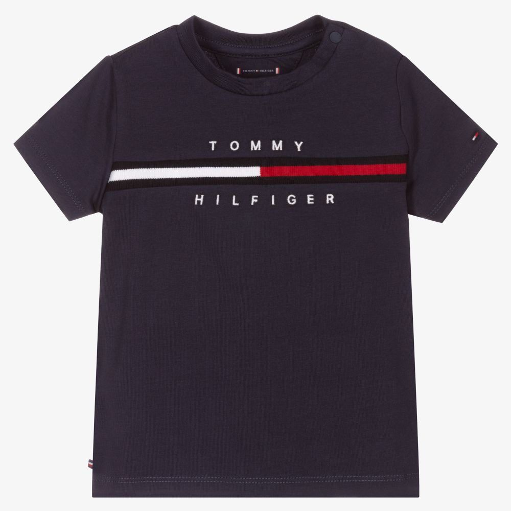 Tommy Hilfiger - تيشيرت قطن عضوي جيرسي لون كحلي للأطفال | Childrensalon