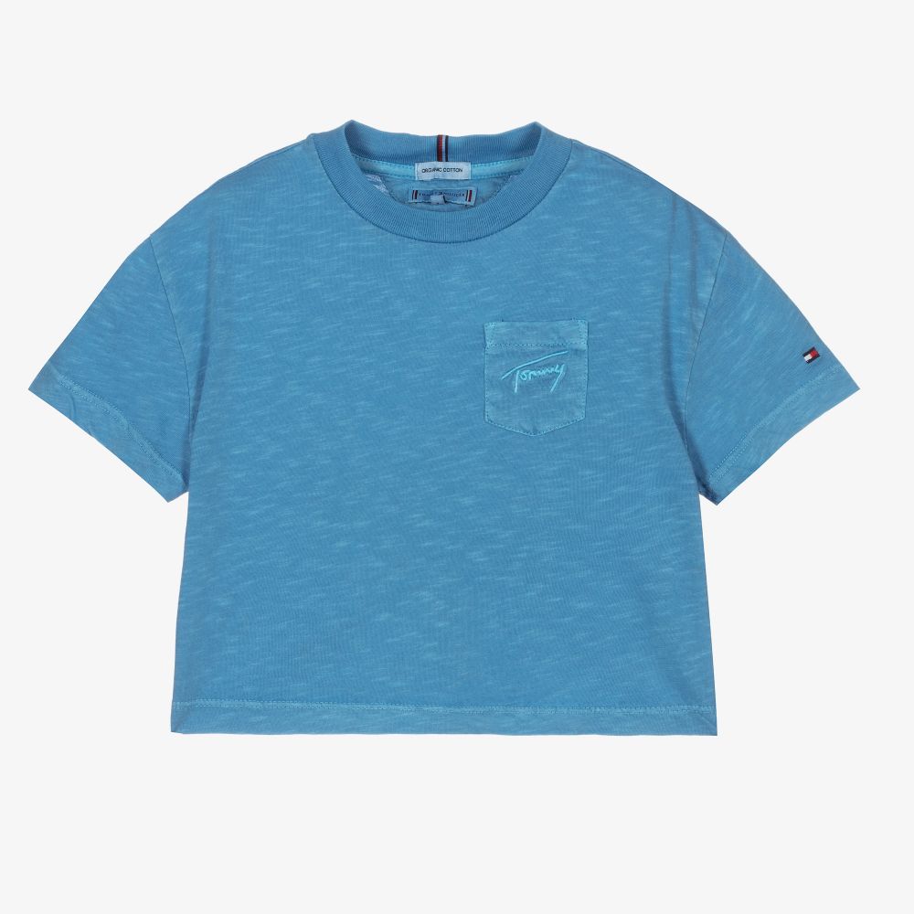 Tommy Hilfiger - Blaues, kurzes T-Shirt | Childrensalon