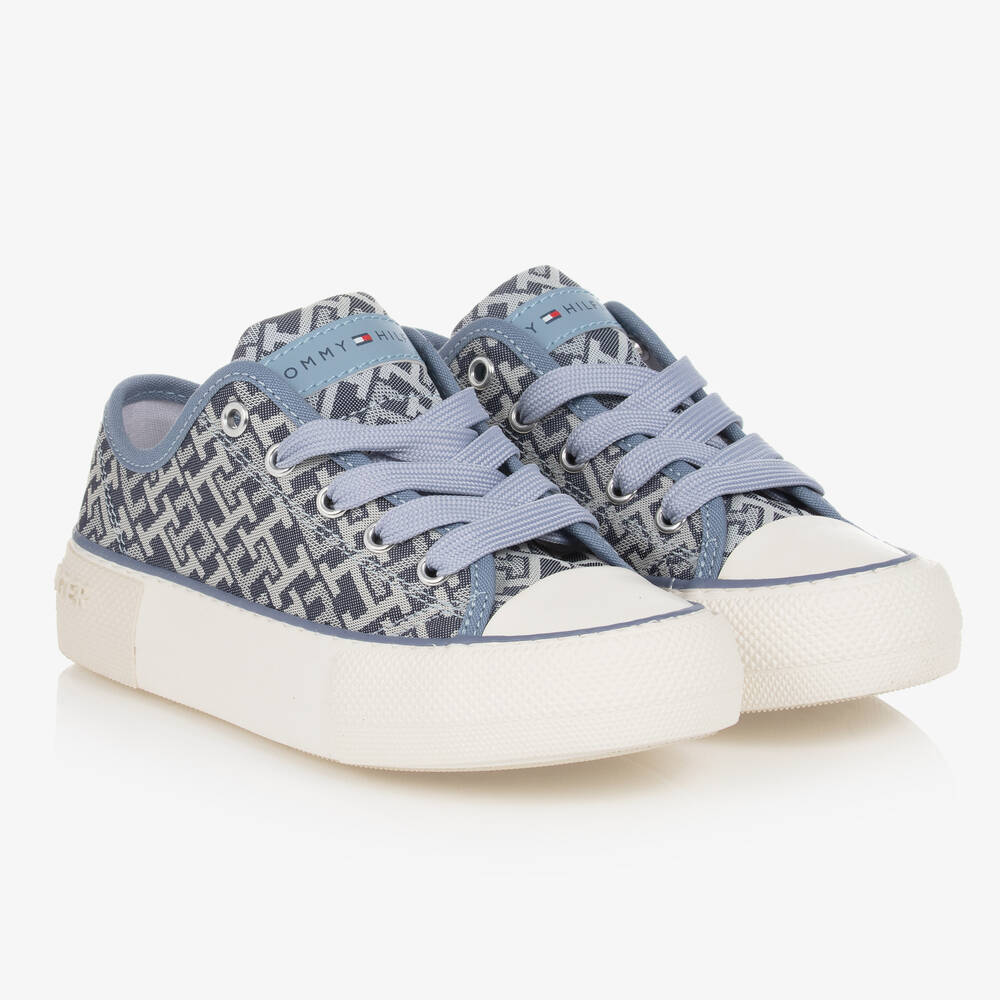 Tommy Hilfiger - Blue Monogram Logo Trainers | Childrensalon