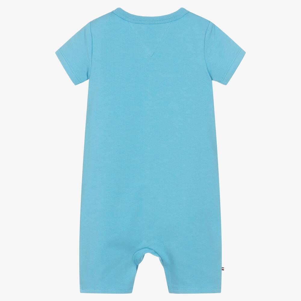 Tommy Hilfiger-Blue Organic Cotton Logo Baby Shortie | Childrensalon Outlet