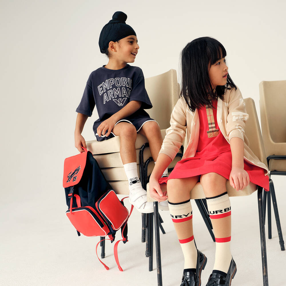 Tommy Hilfiger-حقيبة ظهر كانفاس لون كحلي وأحمر (38 سم) | Childrensalon Outlet
