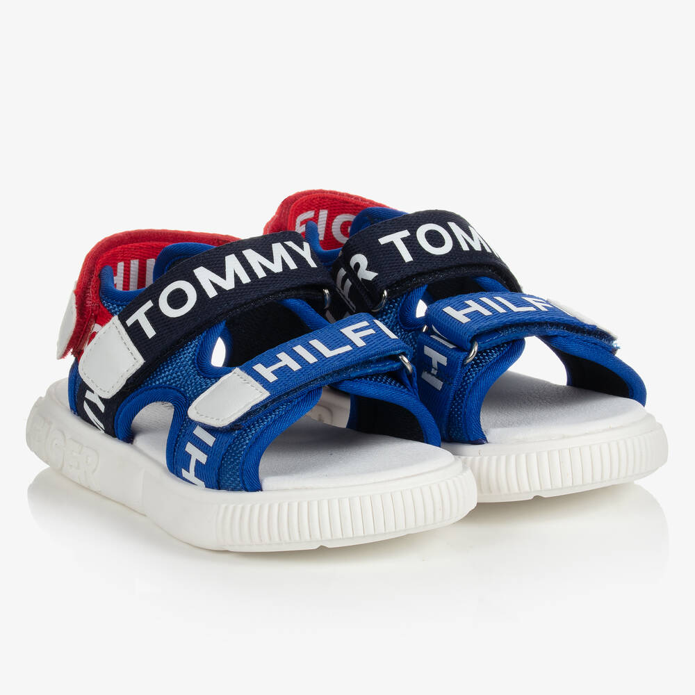 Tommy Hilfiger - Blue & Red Logo Sandals | Childrensalon