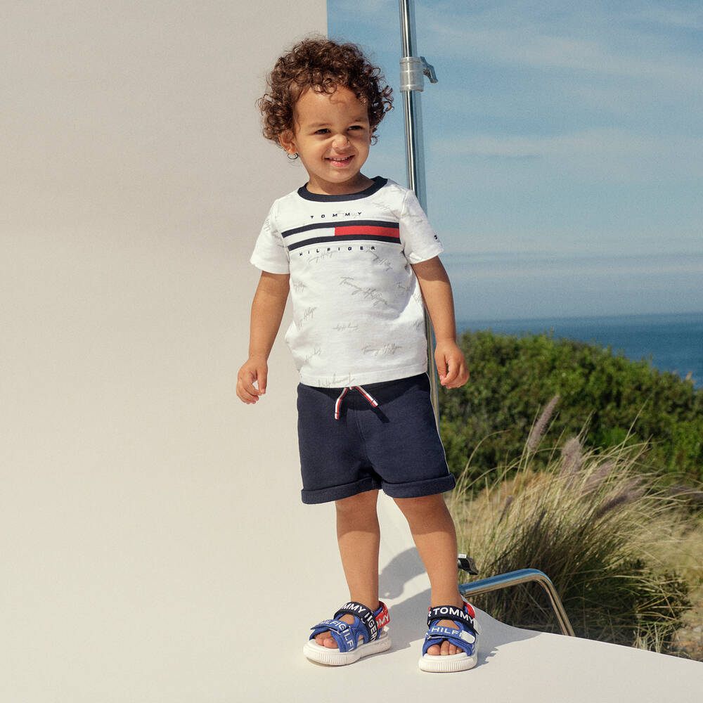 Tommy Hilfiger-Blue & Red Logo Sandals | Childrensalon Outlet