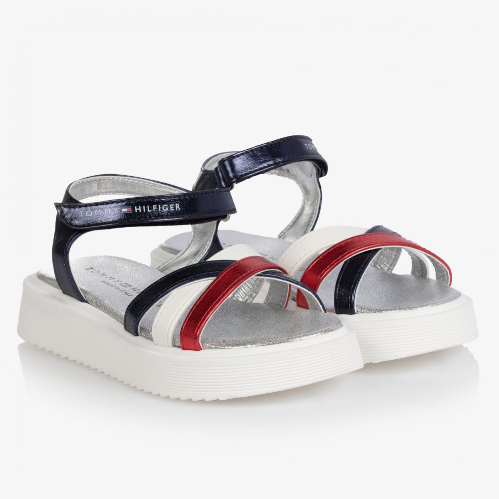 Tommy Hilfiger - Sandales plateforme bleues/rouges | Childrensalon