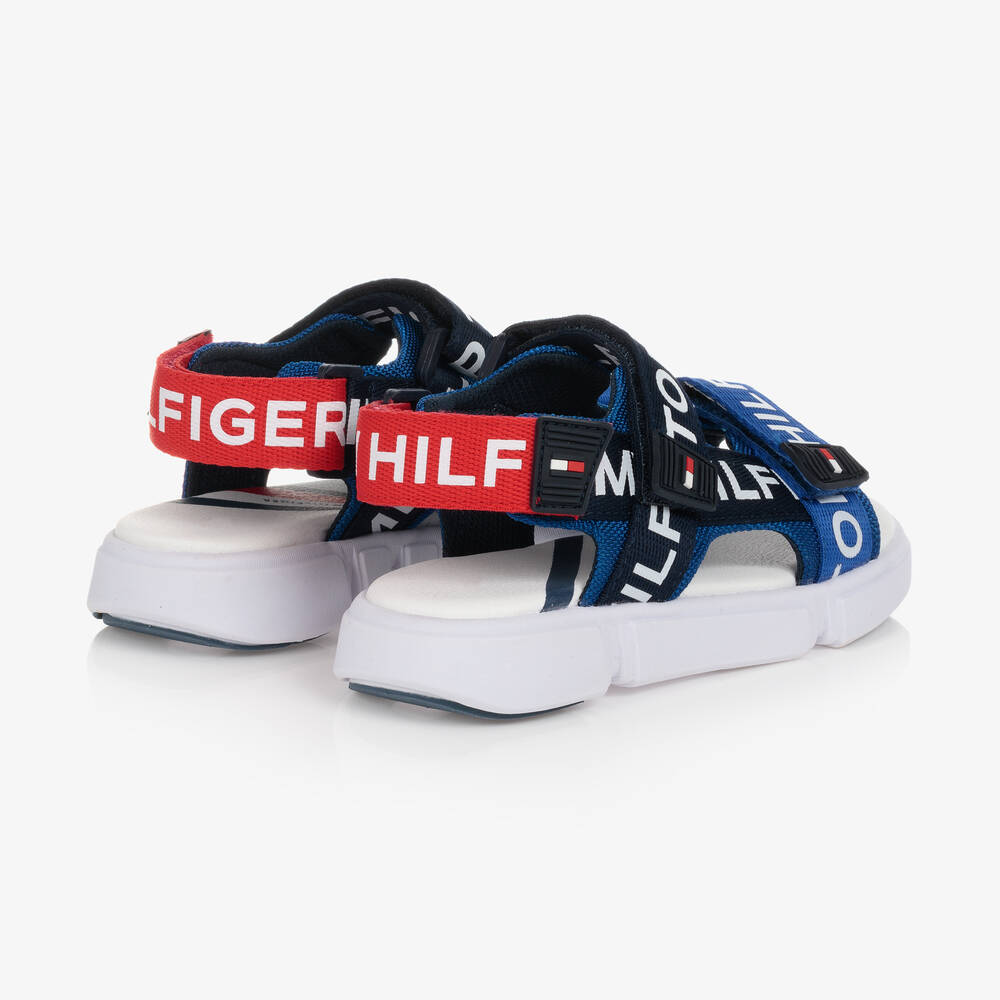 Tommy Hilfiger-Blue & Red Woven Velcro Logo Sandals | Childrensalon Outlet