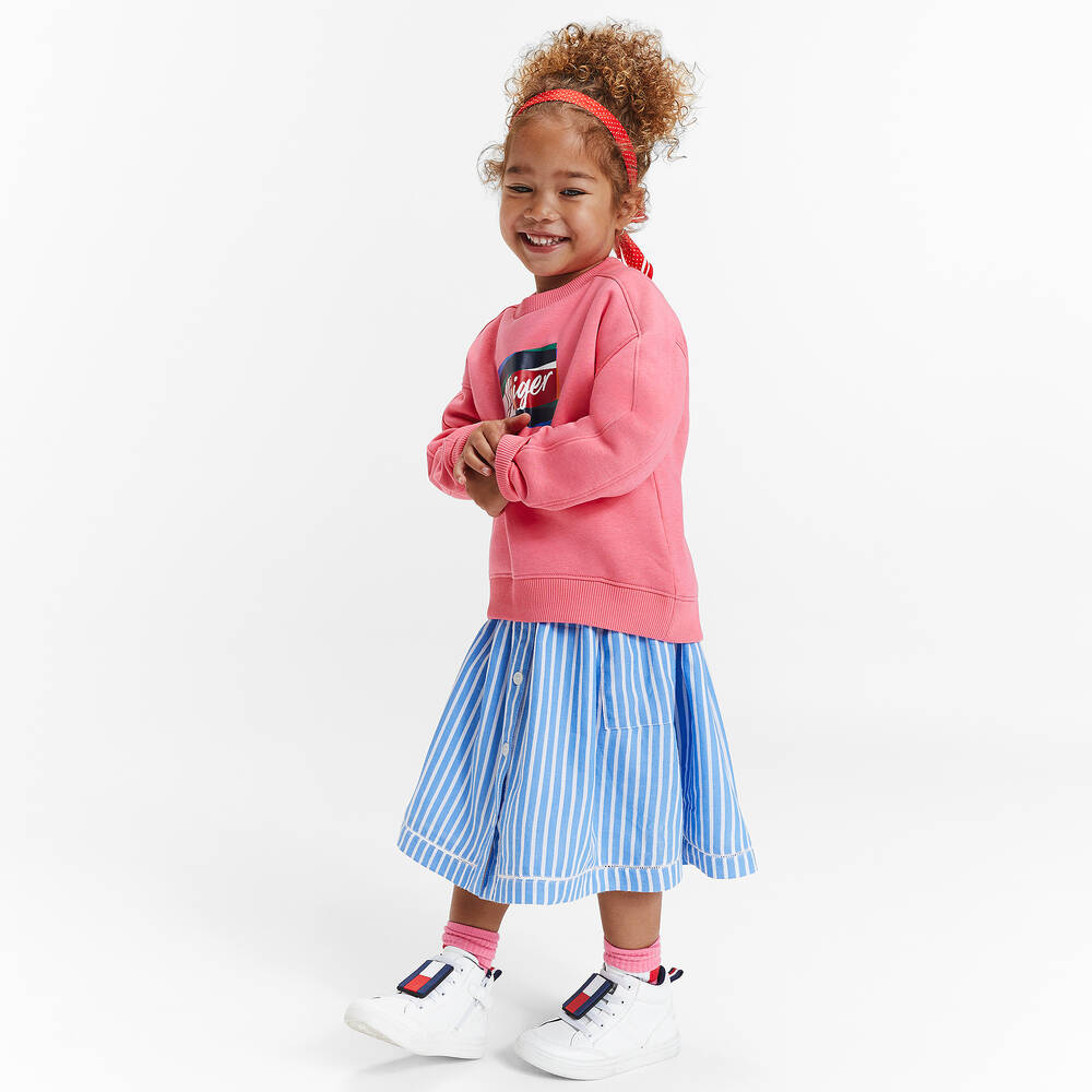 Tommy Hilfiger-Blue Striped Cotton Skirt | Childrensalon Outlet