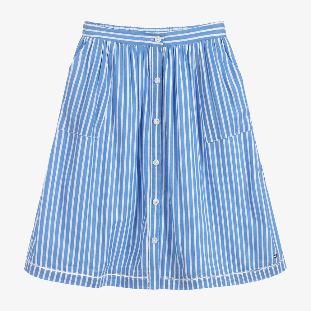 Tommy Hilfiger - Blue Striped Cotton Skirt | Childrensalon