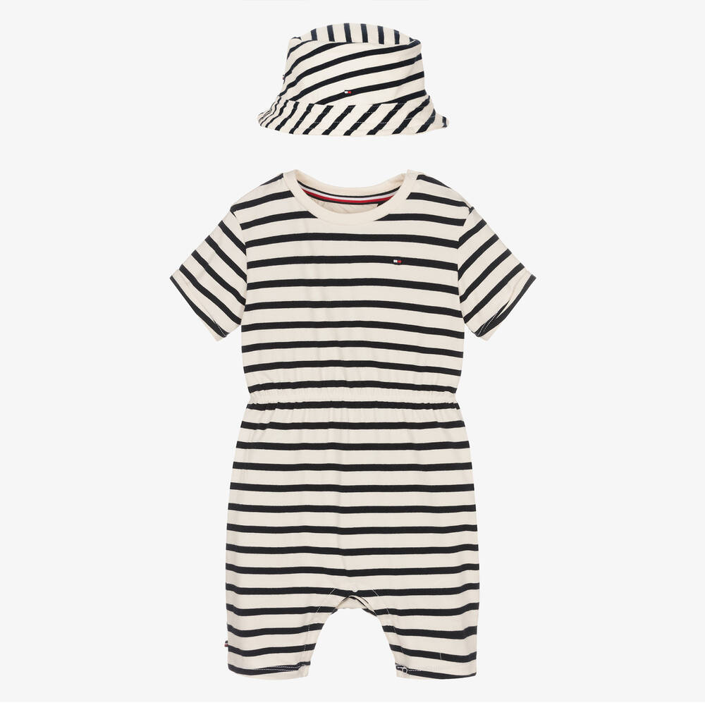 Tommy Hilfiger - Blau gestreiftes Spieler & Hut Set | Childrensalon