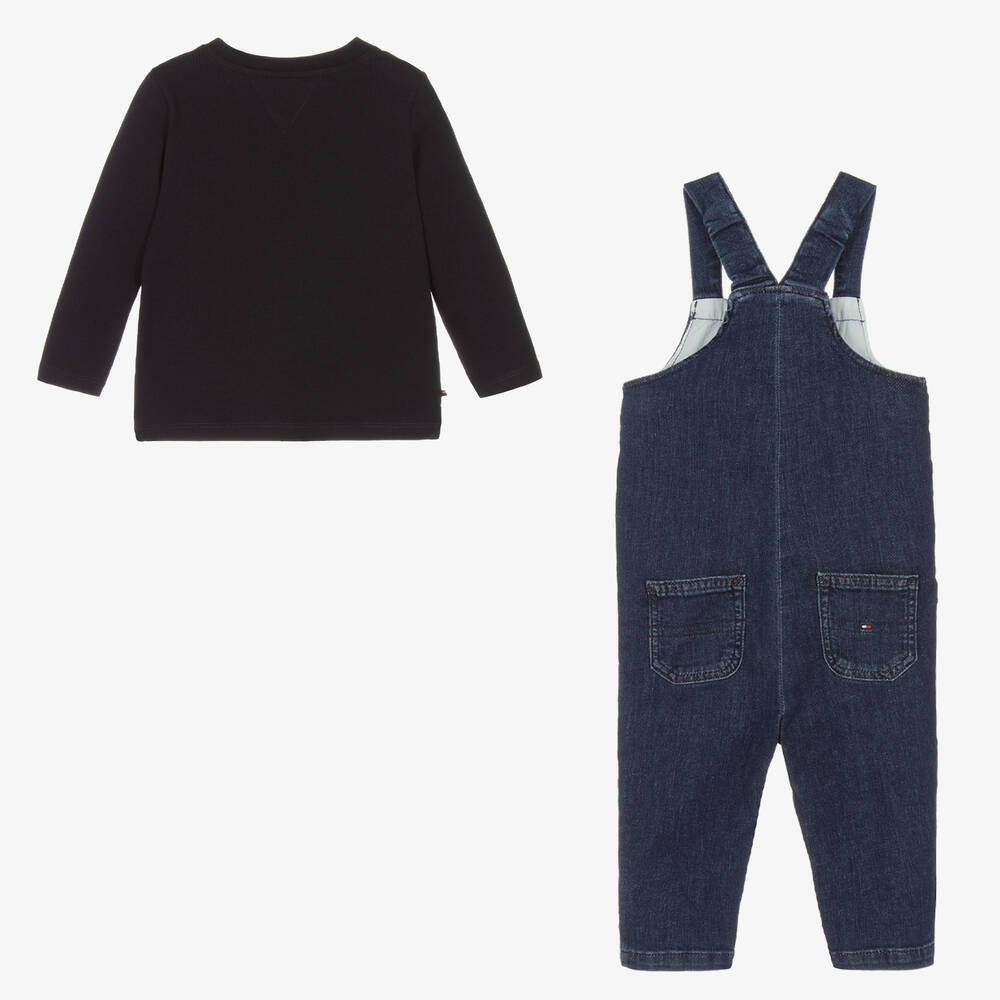 Tommy Hilfiger-Синий топ и джинсовый полукомбинезон | Childrensalon Outlet