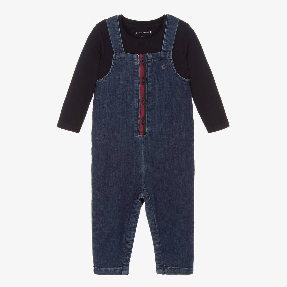 Tommy Hilfiger Blaues Top Jeans Latzhosen Set Childrensalon Outlet