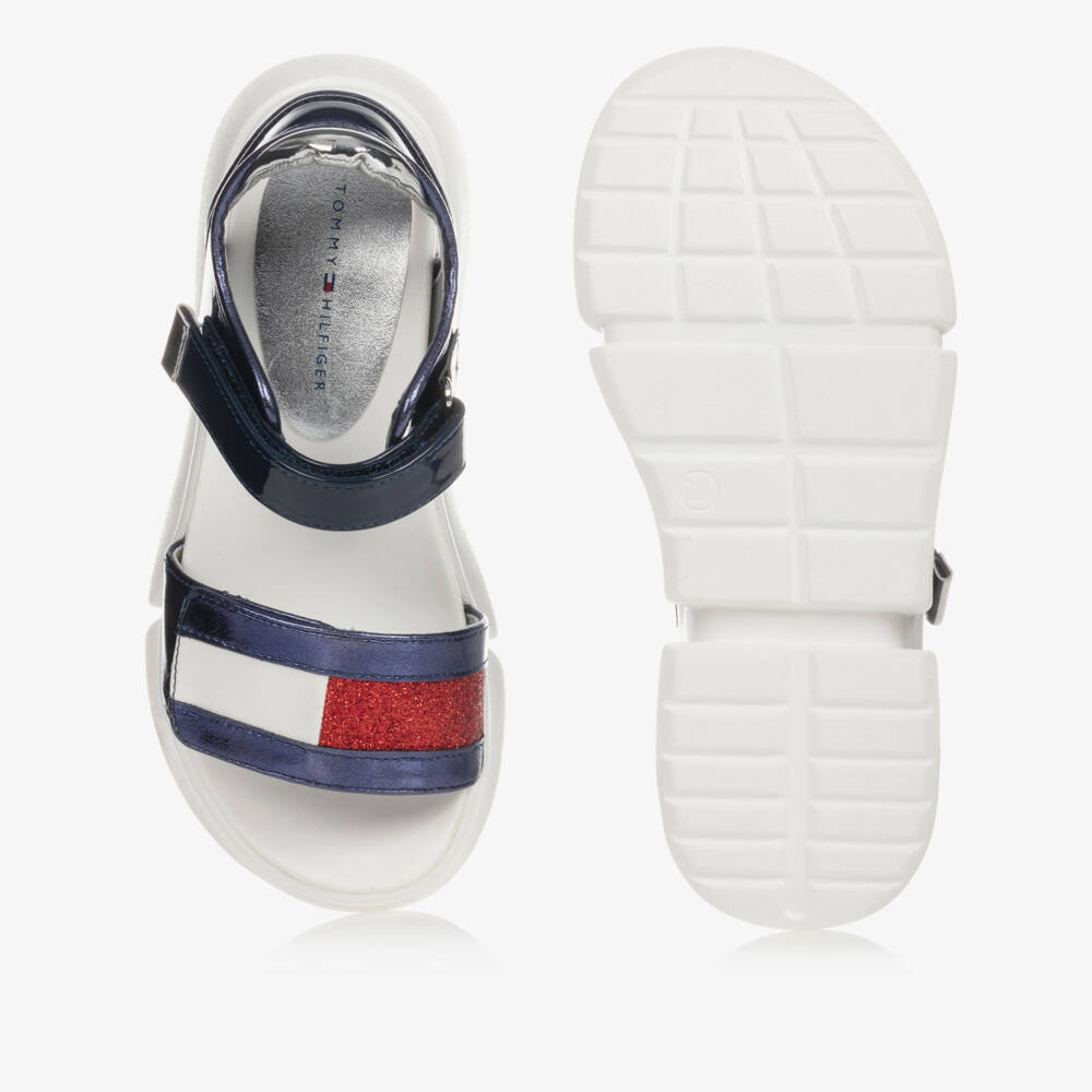 Tommy Hilfiger-صندل جلد بشريط لاصق لون كحلي | Childrensalon Outlet