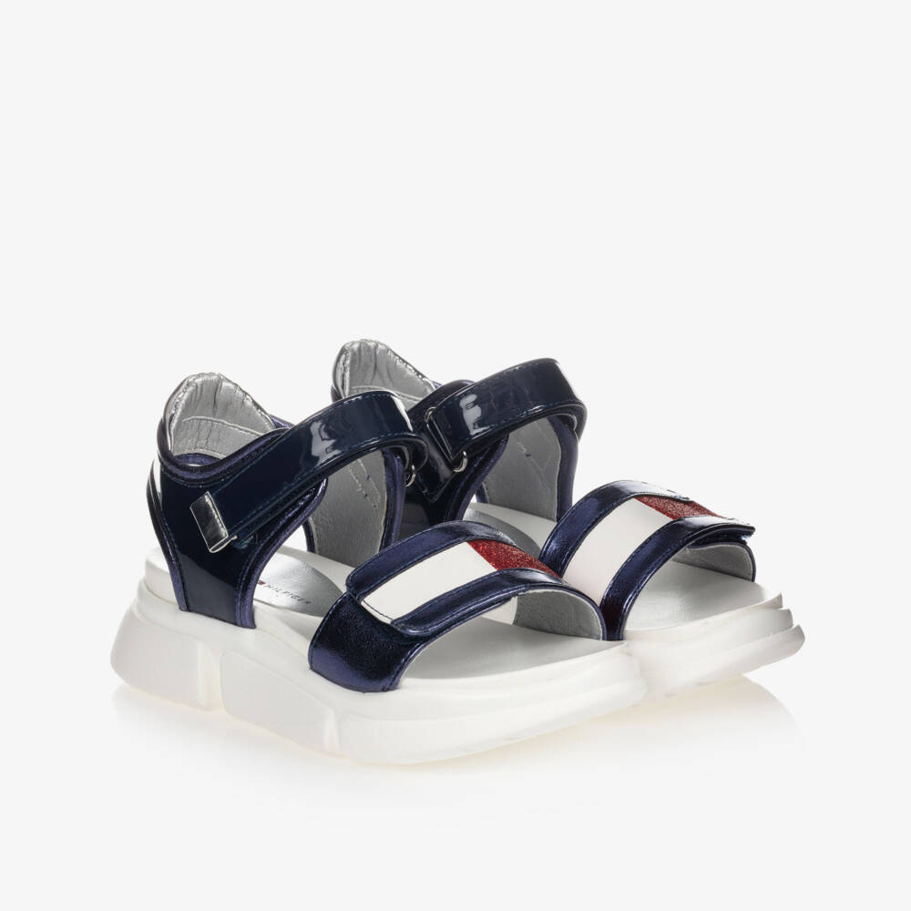 Tommy Hilfiger-صندل جلد بشريط لاصق لون كحلي | Childrensalon Outlet